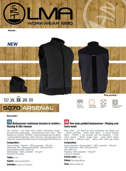 LMA Workwear Arsenal Two-Tone Padded Ripstop Bodywarmer