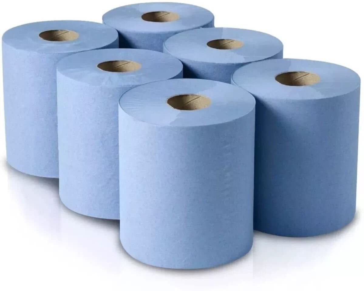 Premium 2 Ply Centrefeed Blue Roll Hand Towels Pack of 6