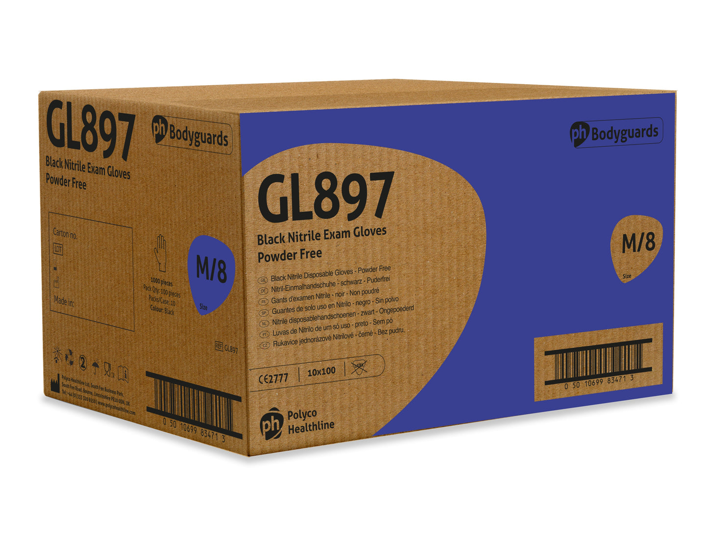 Polyco GL897 Black Nitrile Powder Free Disposable Gloves