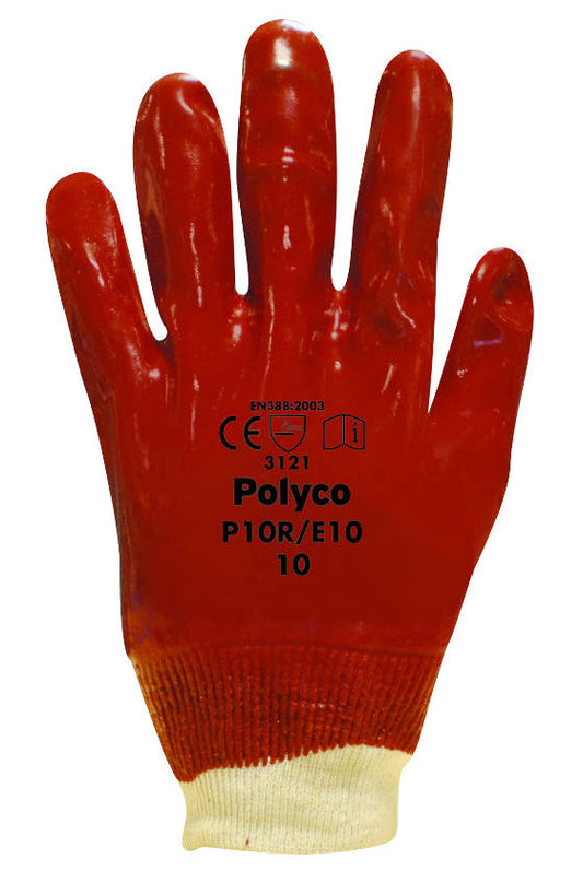 Polyco Red PVC Knit Wrist Glove