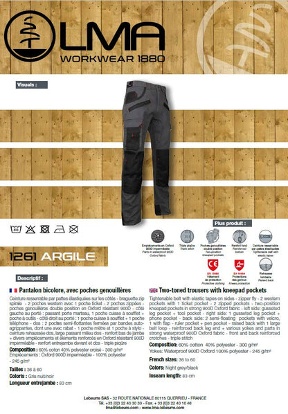 LMA Workwear Argile Two Tone Work Trousers with Kneepad Pockets