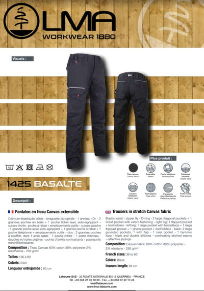 LMA Workwear Basalte Stretch Work Trousers