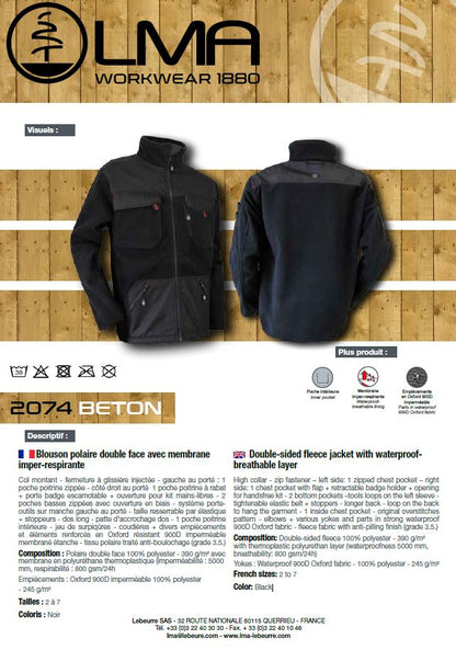 LMA Workwear Beton Waterproof Fleece Jacket