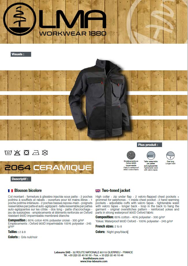 LMA Workwear Ceramique Two Tone Waterproof Jacket