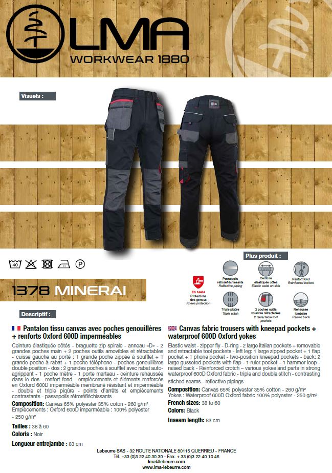 LMA Workwear Minerai Canvas Holster Trousers with Kneepad Pockets