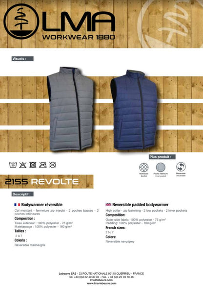 LMA Workwear Revolt Padded Reversible Bodywarmer